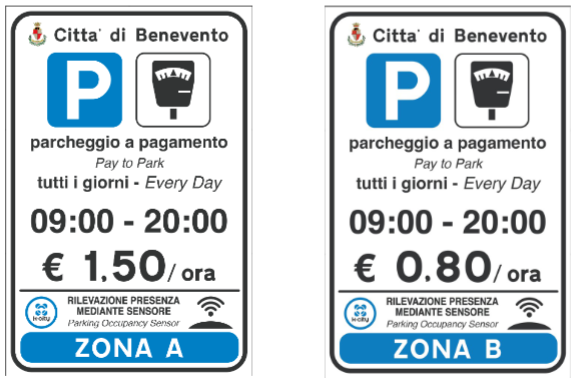 Cartelli tariffe Zona A e Zona B — Comune di Benevento